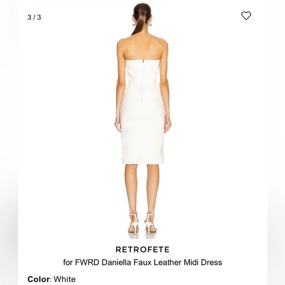 NWT Retrofete FWRD Daniella Faux Leather Midi Dress XS White Farfetch revolve - Picture 2 of 5